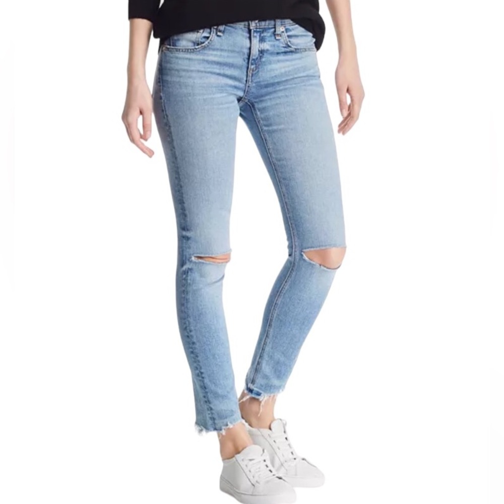 rag & bone Light Blue Distressed Skinny Jeans